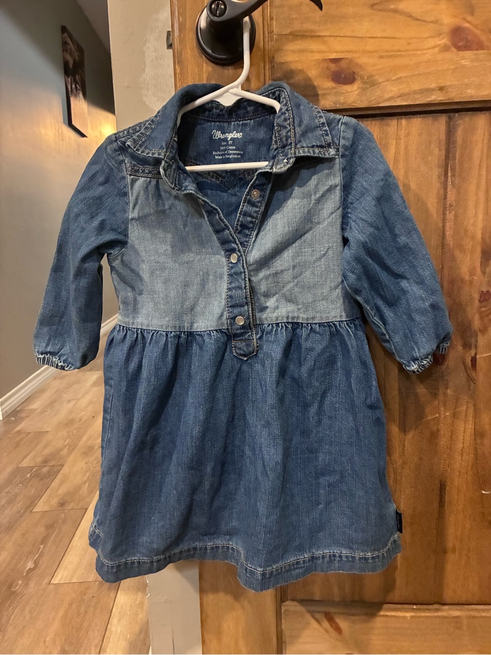 Wrangler Girls' Two-Tone Blue Denim Dress 2T